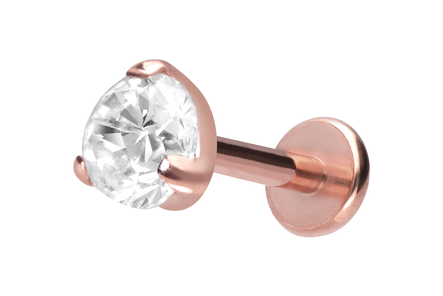 Titan Labret Piercing mit Innengewinde EINGEFASSTER KRISTALL